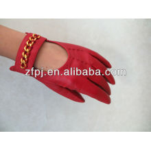 Wrist gauntlet red gloves leather for lady